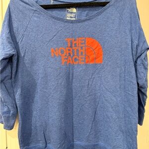 The North Face Heather Blue Shirt with Orange Logo